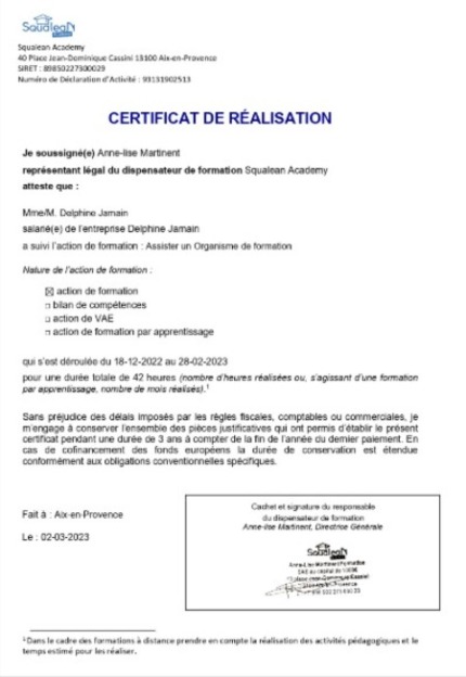 certificat de réalisation assistante formation certificat de réalisation assistante formation